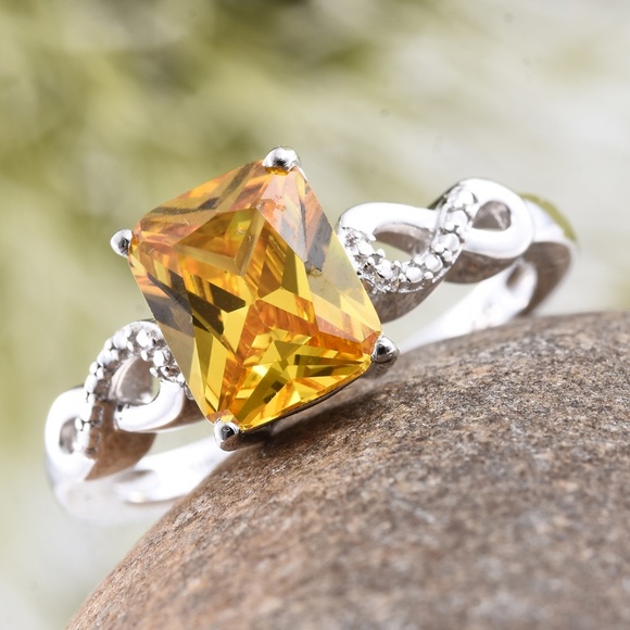 Jewelry - Simulated Yellow Diamond Platinum Bond Brass Ring